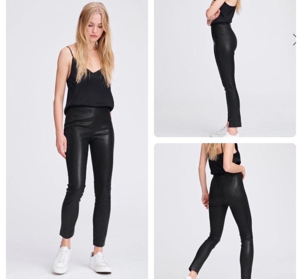 Rag & Bone $996 Simone Lined Sz 6 Lamb Leather Pants Cigarette Rocker Chic EUC
